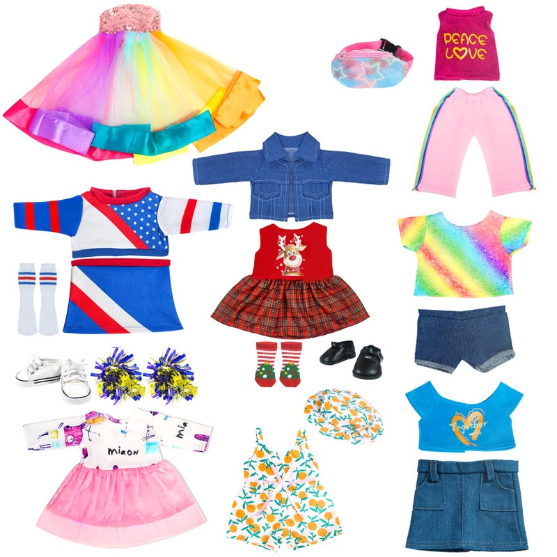 ARTST 18-inch-Doll-Clothes-Accessories ARTST 18 Doll Accessories American Doll Clothing Dress Outfit Set with Hat Shoes Socks WaistBag for Girls(No Doll) - Image 2